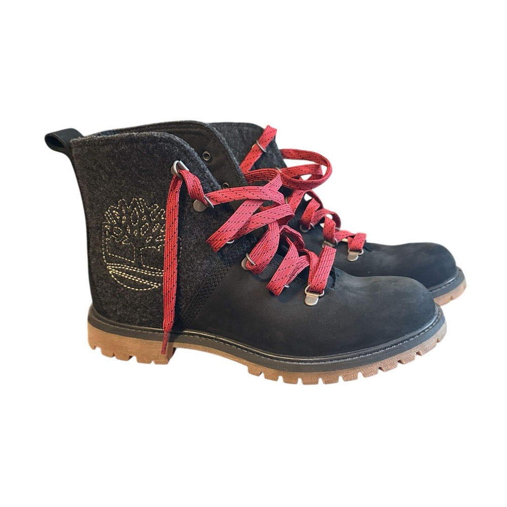 Timberland Black Boots with Red Laces